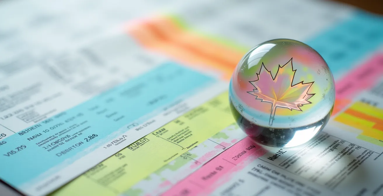 Overhead view of compliance documents being analyzed with highlighting markers and organizational flow charts