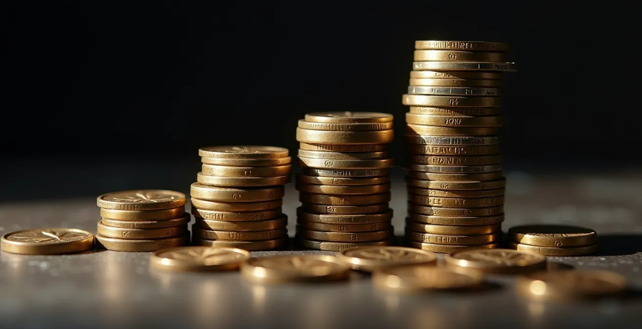 Abstract financial visualization comparing immediate versus gradual payment flows through geometric shapes and patterns