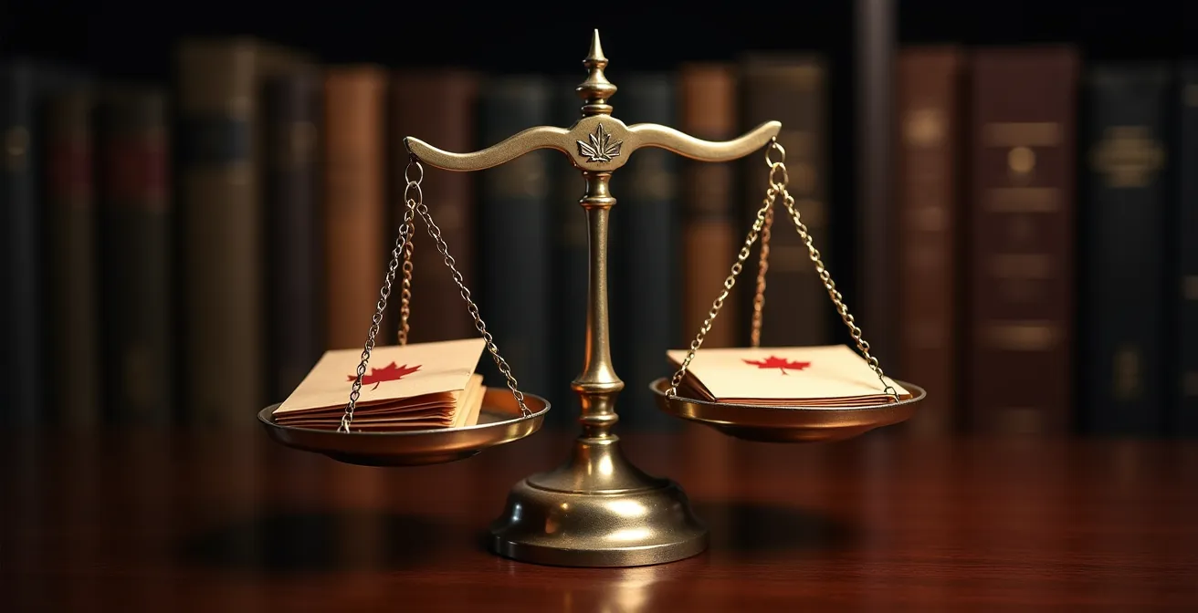 Balance scales representing the weighing of new evidence in Canadian appeals